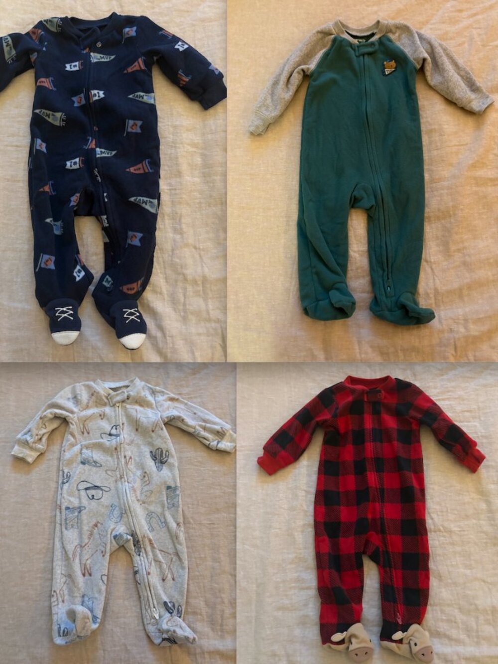 Carter’s Baby Boy 4pc Fleece Footed Pajama Set Long Sleeve 6M